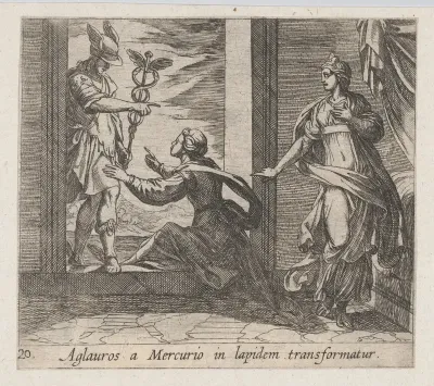 Plate 20: Mercury Turning Aglauros to Stone (Aglauros a Mercurio in lapidem transformatur), from Ovid's 'Metamorphoses'