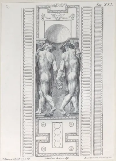 Plate 21: two nude figures wearing veils, seen from behind