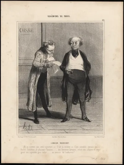 Plate 23 from Bohémiens de Paris (Bohemians of Paris)); originally published in Le Charivari, February 20, 1842.
