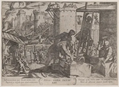 Plate 24: The Israelites Rebuilding the Walls of Jerusalem, from "The Battles of the Old Testament"