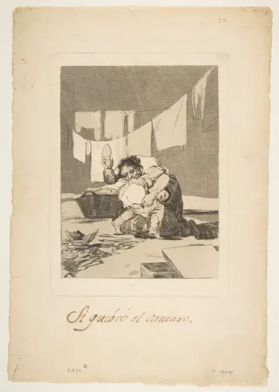 Plate 25: If he broke the pot (Si quebró el cantaro), from "Los Caprichos"
