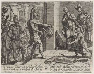 Plate 26: Cerialis Pardons and Relieves Roman Soldiers who had Helped Civilis, from "The War of the Romans Against the Batavians" (Romanorvm et Batavorvm societas)