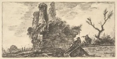 Plate 27: Tomb of the three Curiatii brothers in Albano (Sepolcro delle tre fratelli Curiati in Albano), from "Alcune Vedute di Archi Trionfali ed altri monumenti inalzati da Romani parte di quali se veggono in Roma e parte per l'Italia" (Some Views 