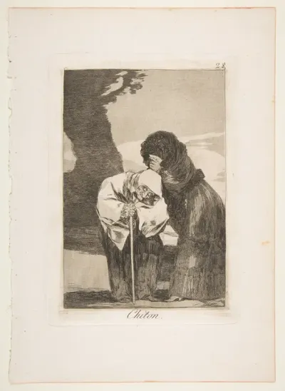 Plate 28 from "Los Caprichos": Hush (Chiton)