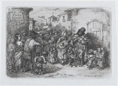 Plate 3: a group of street musicians, from "Customs and Pastimes of the Spanish People"