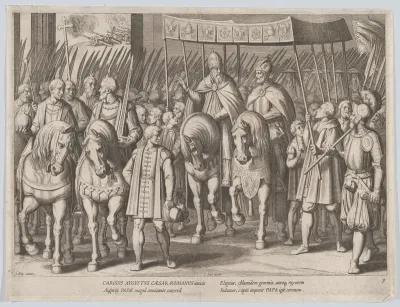 Plate 3: Charles V Crowned Emperor entering Rome with the Pope, from the Triumphs of Charles V