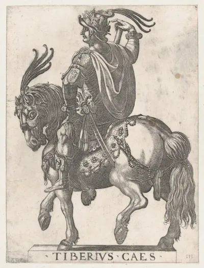 Plate 3: Emperor Tiberius on Horseback, from "The First Twelve Roman Caesars"