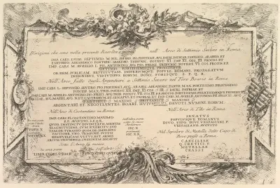 Plate 3: Inscriptions on Antiquities outside Rome with Index of Plates, from "Antichità Romane de' Tempi della Repubblica, e de' primi Imperatori"