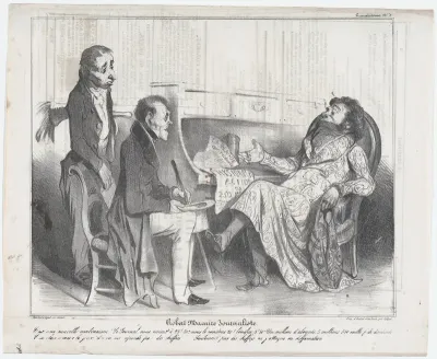 Plate 3: Robert Macaire, journalist, from 'Caricaturana,' published in Le Charivari, September 10, 1836