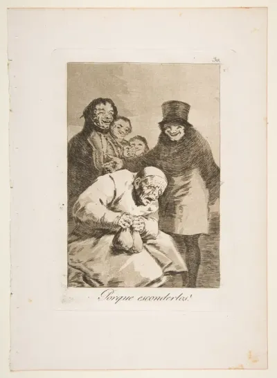 Plate 30 from "Los Caprichos": Why hide them? (Porque esconderlos?)