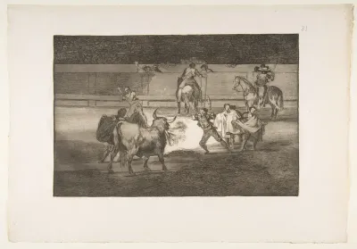 Plate 31 of the Tauromaquia: Banderillas with Firecrackers