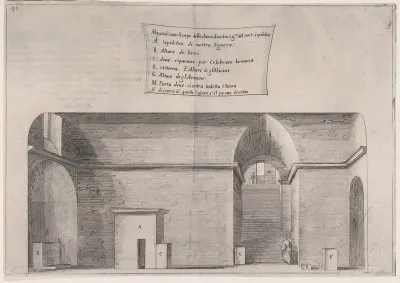 Plate 34, from "Trattato delle Piante & Immagini de Sacri Edifizi di Terra Santa" (Treatise of the Plans & Images of the Sacred Buildings of the Holy Land)