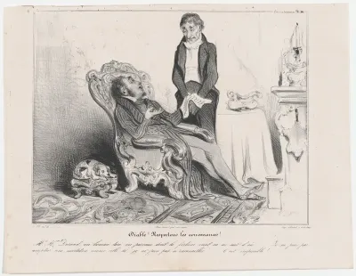 Plate 34: Hell! Common manners must be respected, from 'Caricaturana,' published in Les Robert Macaires