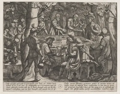 Plate 4: Civilis tells the Dutch Elders that They are Being Treated Like Slaves by the Romans, from "The War of the Romans Against the Batavians" (Romanorvm et Batavorvm societas)
