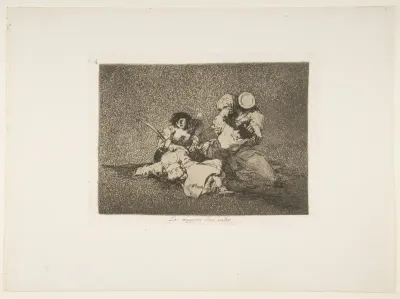 Plate 4 from "The Disasters of War" (Los Desastres de la Guerra): 'The women give courage' (Las mugeres dan valor)
