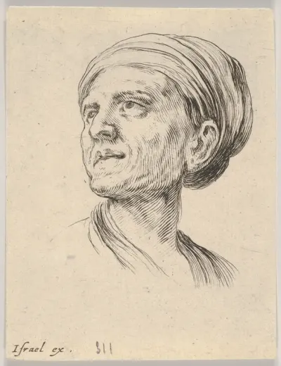 Plate 4: Head of an old woman with a bonnet, looking left, from "Various heads and figures" (Diverses têtes et figures)