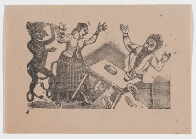 Plate 4: The murder of a man by a knife thrown by a woman