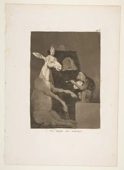 Plate 41 from "Los Caprichos": Neither more nor less (Ni mas ni menos)