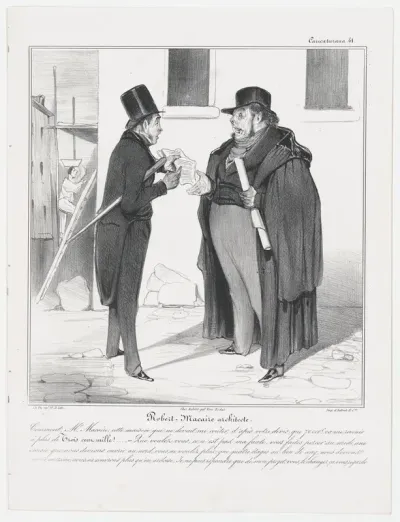 Plate 41: Robert Macaire, architect, from 'Caricaturana,' published in Les Robert Macaires