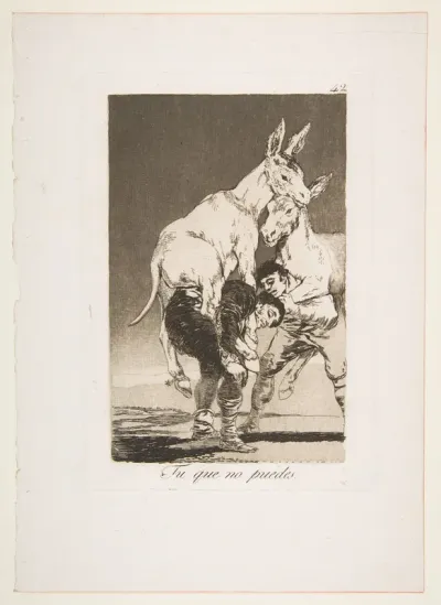 Plate 42 from Los Caprichos: Thou who canst not