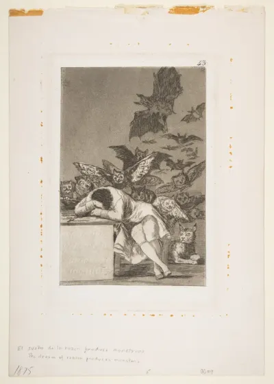 Plate 43 from Los Caprichos: The Sleep of Reason Produces Monsters, 1799, published 1908 12