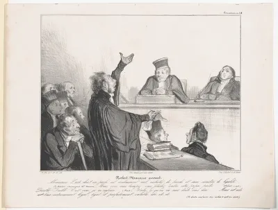 Plate 44: Robert Macaire, Barrister, from 'Caricaturana,' published in Les Robert Macaires
