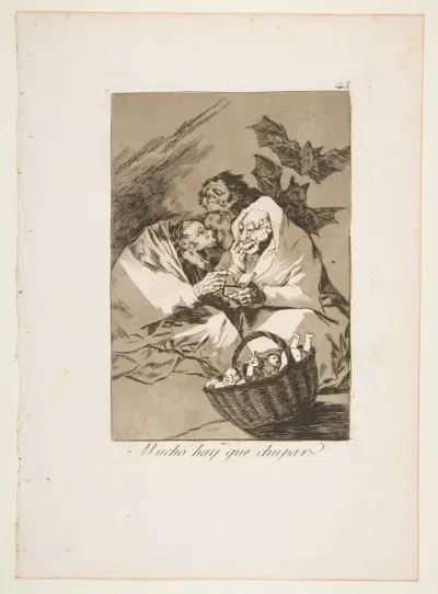 Plate 45 from "Los Caprichos": There is Plenty to Suck (Mucho hay que chupar)