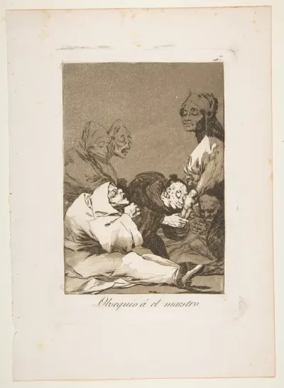 Plate 47 from "Los Caprichos": A gift for the master (Obsequio á el maestro)