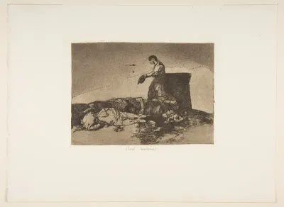 Plate 48 from "The Disasters of War" (Los Desastres de la Guerra): 'Cruel tale of woe!' (Cruel Lástima!)