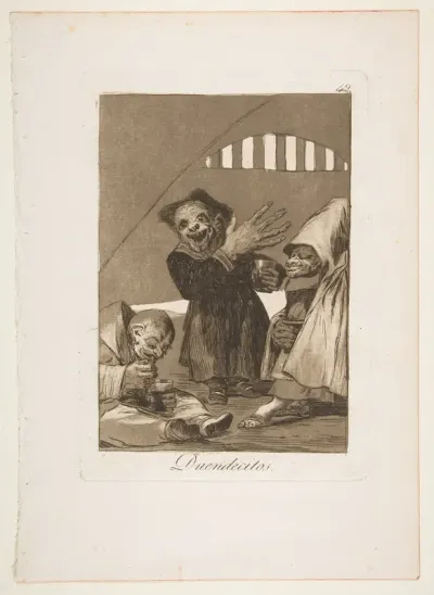 Plate 49  from "Los Caprichos": Hobgoblins (Duendecitos)