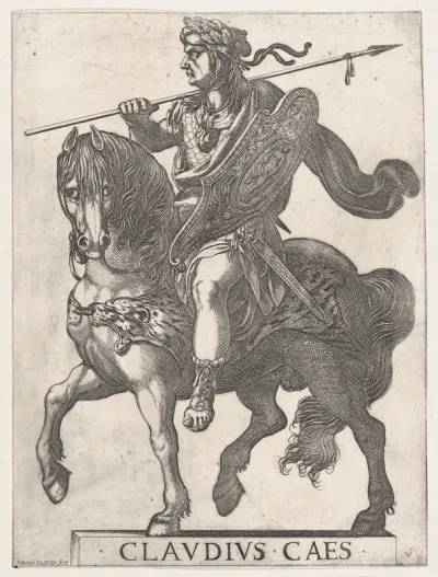Plate 5: Emperor Claudius on Horseback, from "The First Twelve Roman Caesars"