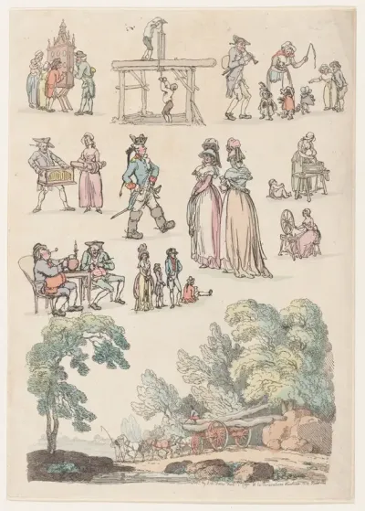 Plate 5, Outlines of Figures, Landscapes and Cattle...for the Use of Learners