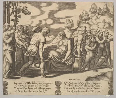 Plate 5: Psyche carried on a litter to a mountain, from "The Fable of Psyche"