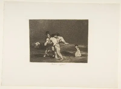Plate 50 from "The Disasters of War" (Los Desastres de la Guerra): 'Unhappy mother!' (Madre Infeliz!)