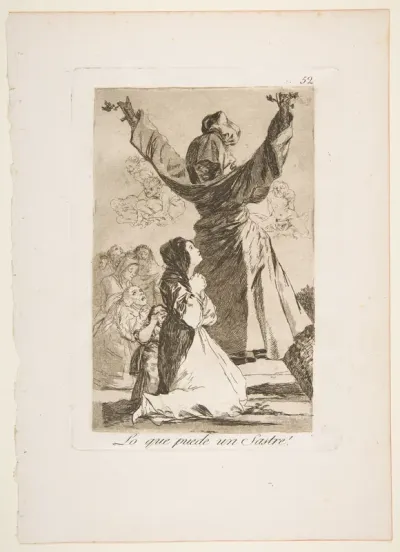 Plate 52 from "Los Caprichos": What a tailor can do! (Lo que puede un Sastre!)