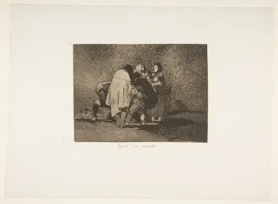 Plate 53  from "The Disasters of War" (Los Desastres de la Guerra): 'There was nothing to be done and he died' (Espiró sin remedio)