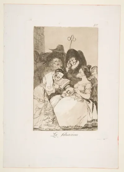 Plate 57 from "Los Caprichos": The filiation (La filiacion)
