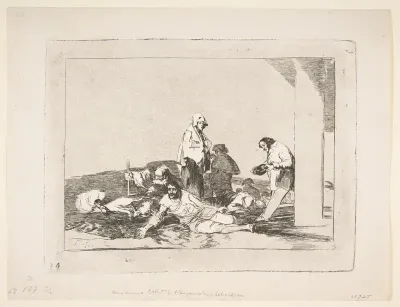 Plate 58 from 'The Disasters of War' (Los Desastres de la Guerra): 'It's no use crying out.' (No hay que dar voces.)