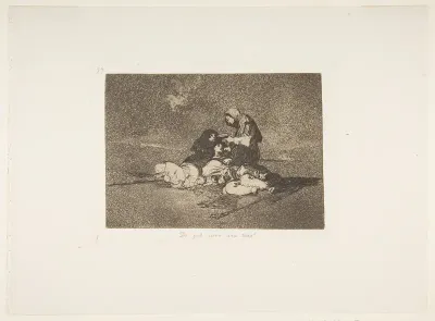 Plate 59  from "The Disasters of War" (Los Desastres de la Guerra): 'What is the use of a cup?' ( De qué sirve una taza?)