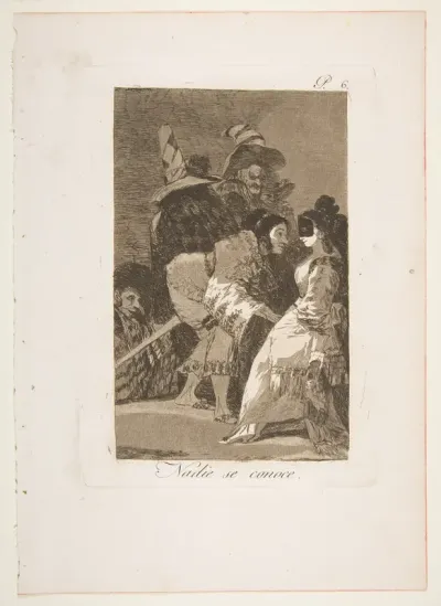 Plate 6 from "Los Caprichos":  Nobody knows himself (Nadie se conoce)