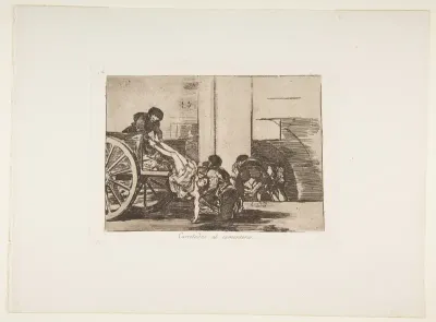 Plate 64  from "The Disasters of War" (Los Desastres de la Guerra): 'Cartloads to the cemetery' (Carretadas al cementerio)