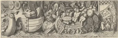 Plate 7: a battle taking place between men in boats