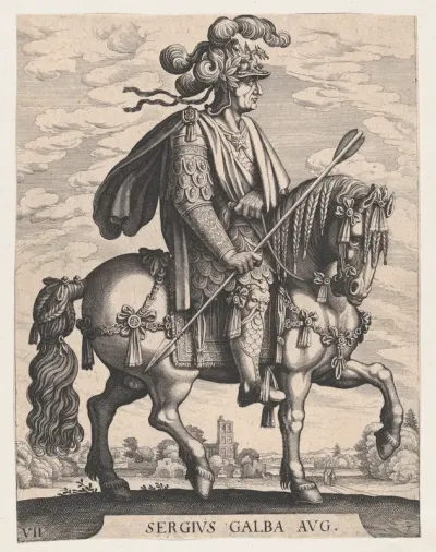 Plate 7: Emperor Galba on Horseback, from "The First Twelve Roman Caesars"
