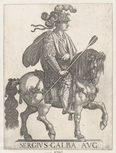 Plate 7: Emperor Galba on Horseback, from "The First Twelve Roman Caesars"