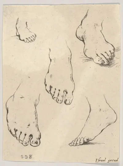 Plate 7: Five feet, from "The Book for Learning to Draw" (Livre pour apprendre à dessiner)