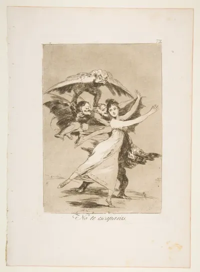 Plate 72 from "Los Caprichos": You will not escape (No te escaparàs)