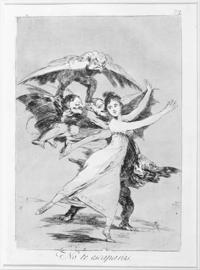 Plate 72, from Los Caprichos: You will not escape