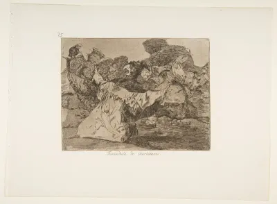 Plate 75 from "The Disasters of War" (Los Desastres de la Guerra): 'Charlatan's show' (Farándula de charlatanes)