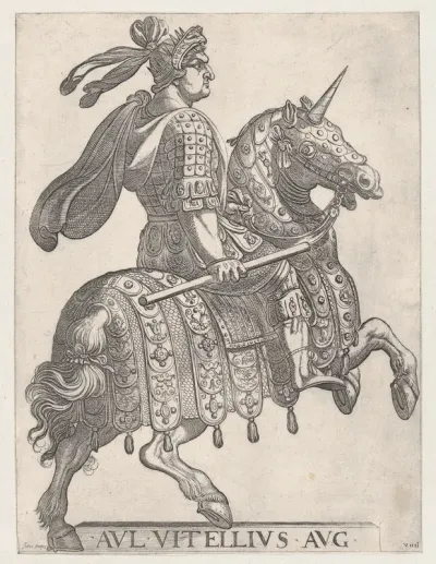 Plate 9: Emperor Vitellus on Horseback, from "The First Twelve Roman Caesars"