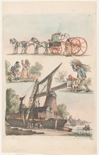 Plate 9, Outlines of Figures, Landscapes and Cattle...for the Use of Learners